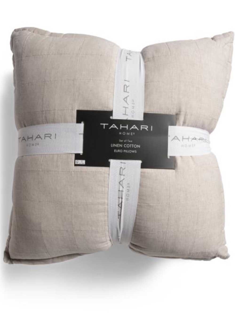 TAHARI HOME set of 2 box pattern euro pillows